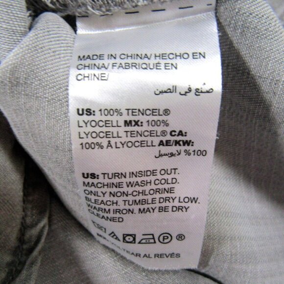 Chicos Weathered Gray Button Up Top Size M 1 Roll Tab Sleeve Pockets Lyocell - Picture 7 of 8